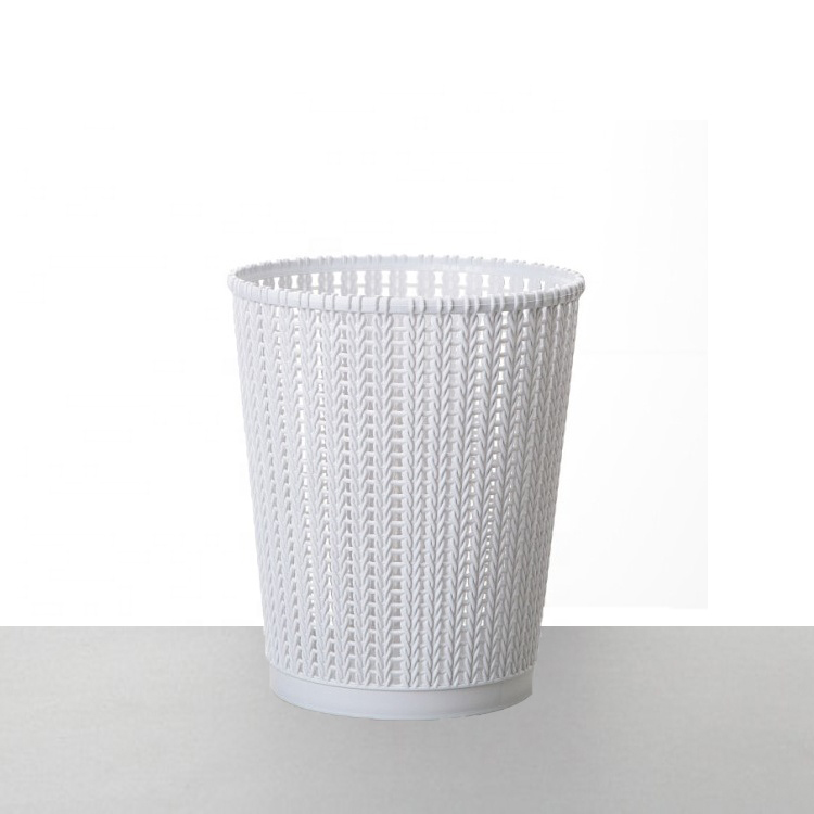 china gold supplier A8002-2 Rattan hollow plastic round indoor office trash cans