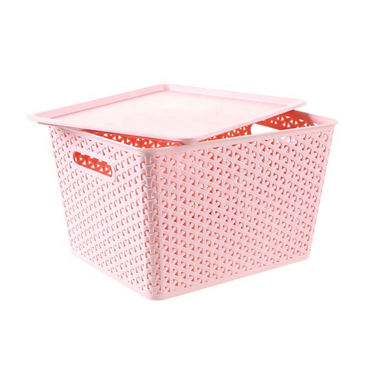 Promotion plastic toy or bathroom storage basket with lid