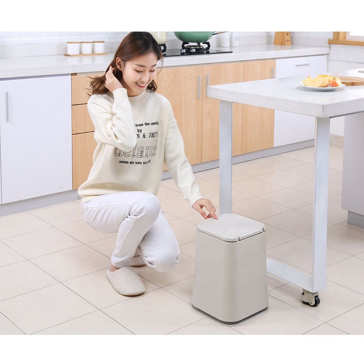 Household rectangular hand touch press plastic trash can