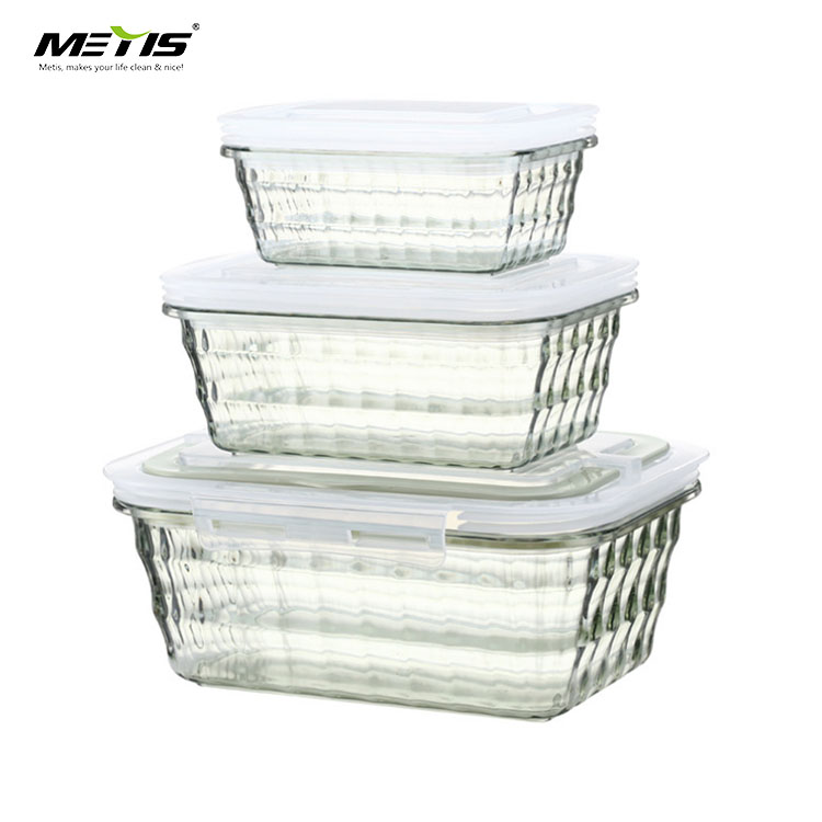 BPA free FDA/LFGB safe 800-1000 ml clear plastic crisper food container lunch box with lid A4007