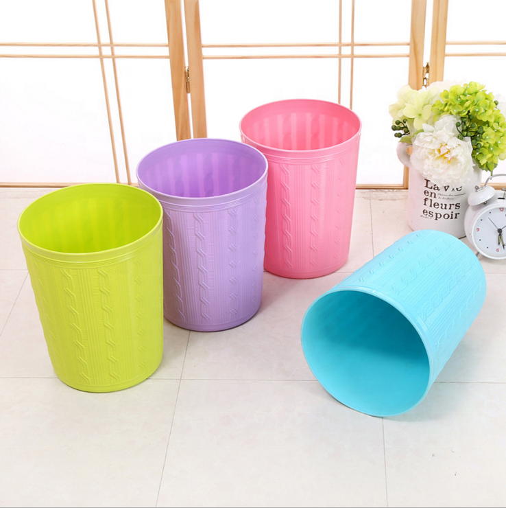 European and American style plain color with decorative pattern skid - proof trash can