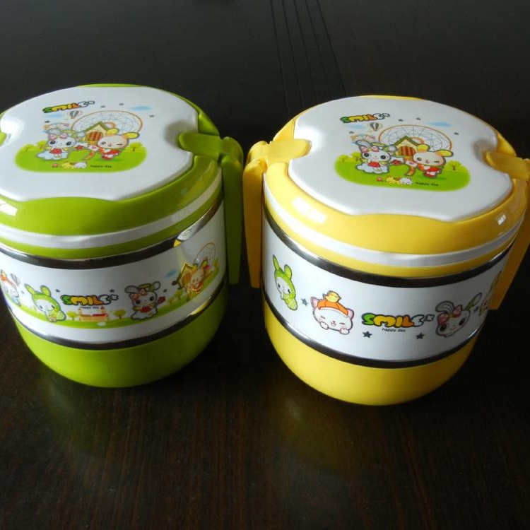 China Factory Large Capacity Double Layers Printing Thermal Stainless Steel Lunch Box