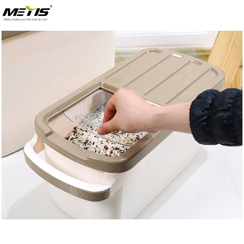 Metis A7036 New Style Rice Food Storage Box Kitchen Organization with Measuring Cup Suspended Box 10L