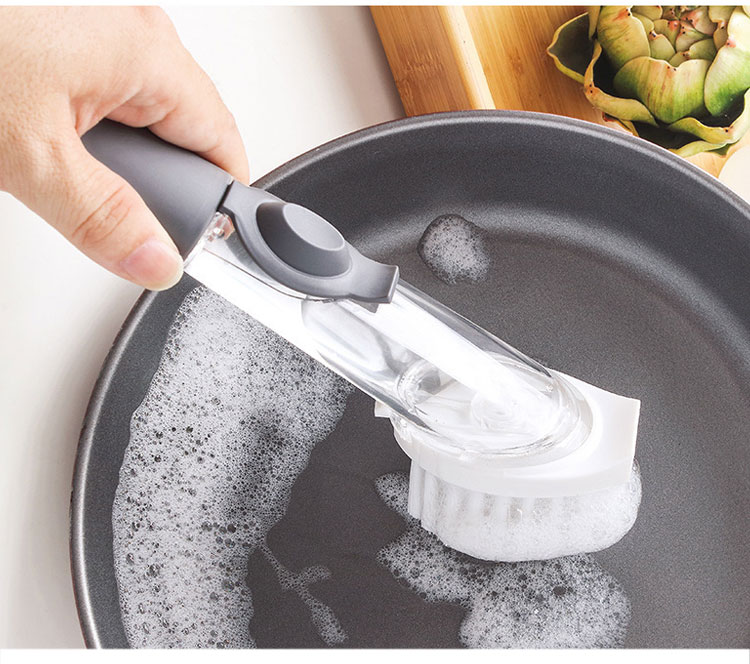 Durable Soap Dispensing Plastic Scrub Brush Sink Easy Cleaning Brush Dish Brush T001
