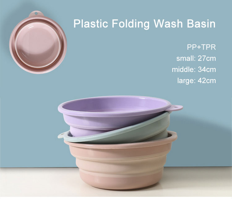 2019 new design Portable Folding Plastic Washbowl Household Kitchen Washbasin with Hanging Hook