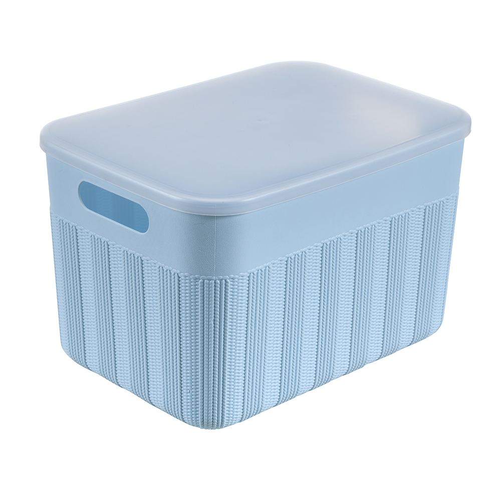 Laundry basket woven plastic bamboo storage boxs with lid sundry storage baskets