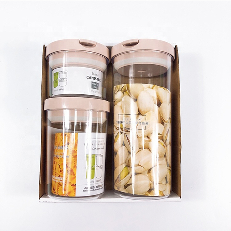Plastic Airtight Food Storage Containers Set 3 Piece Set Durable Plastic BPA Free Hermetic Cereals Canisters with Lids