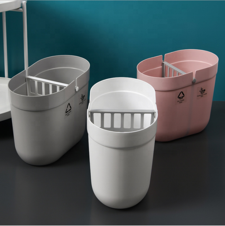 Creative Desktop Plastic Mini Flip Trash Can Tabletop Trash Receives Boxes Clamshell Barrel Shape Paper Basket Storage Box