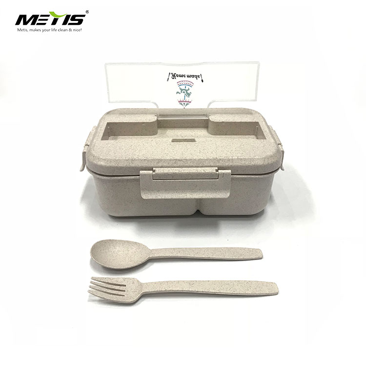 Environmentally friendly tableware A6093 wheat straw material beton lunch box with spoon and fork