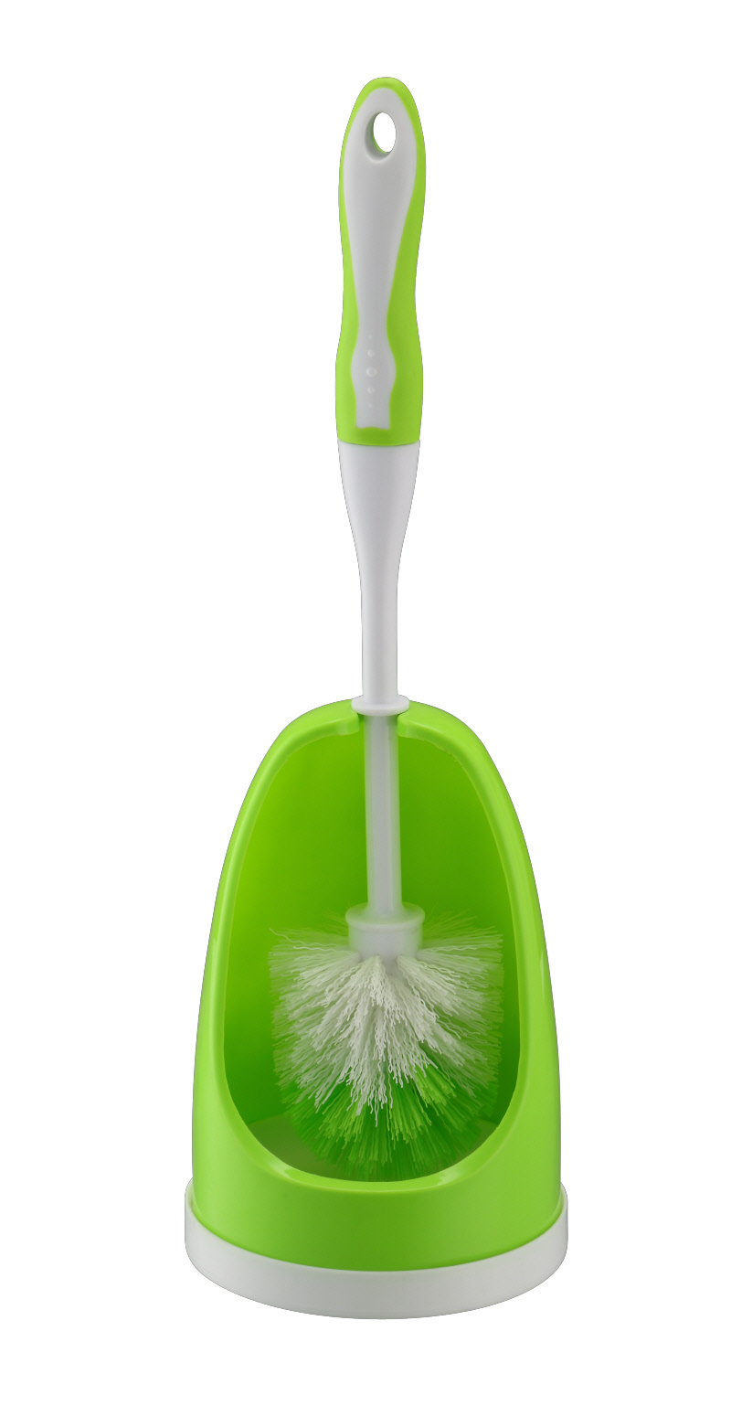 Long Handle Toilet Bowl Sturdy Deep Cleaner Silicone Brush and Drying Holder Set 9119