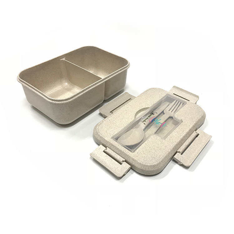 METIS high quality plastic food box kids wheat lunch box with fork and spoon