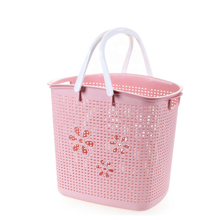 Hot sale pink plastic toy nursery multipurpose storage basket