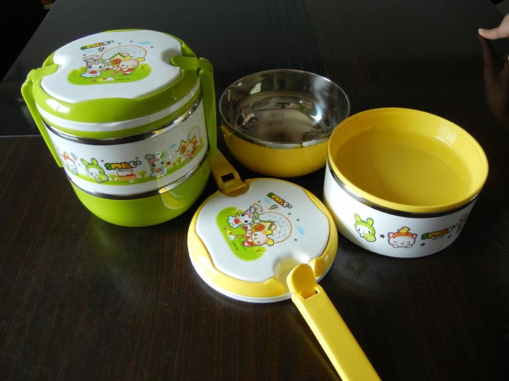 China Factory Large Capacity Double Layers Printing Thermal Stainless Steel Lunch Box