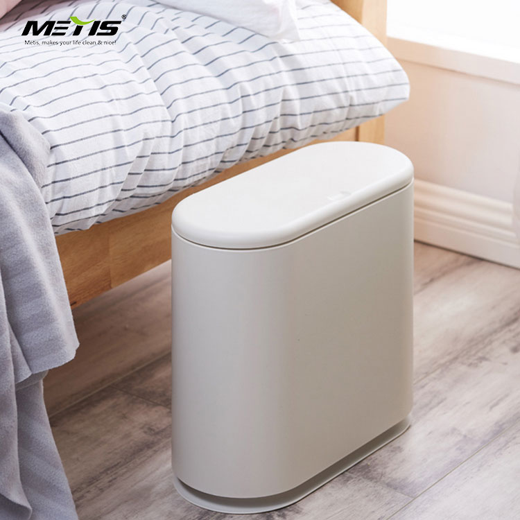 10 Liter Slim Plastic Trash Can with Lid,2.4 Gallon Double Barrel Waste Basket,Rectangular Garbage Container Bin for Bathroom Metis A5004