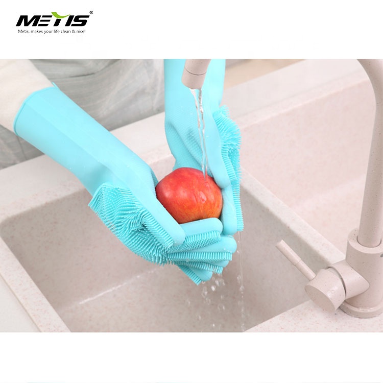 Silica Gel Dishwash Gloves Waterproof and Multifunctional Dishwash and Brush Magic Gloves Kitchen Cleaning