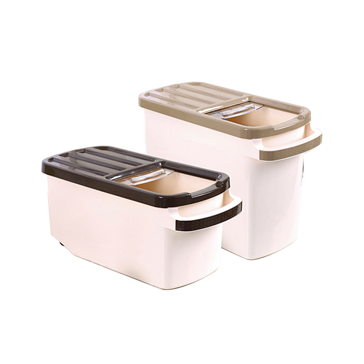 METIS Hot sale Large Capacity kitchen rice grain storage box measuring plastic rice bin