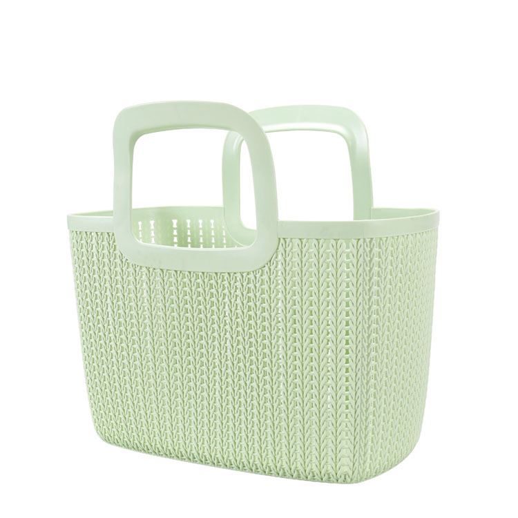 Rattan Plastic Hand Basket Bath Room Storage Baskets with Handle Household Storage Tools Large Capacity Metsi A7022