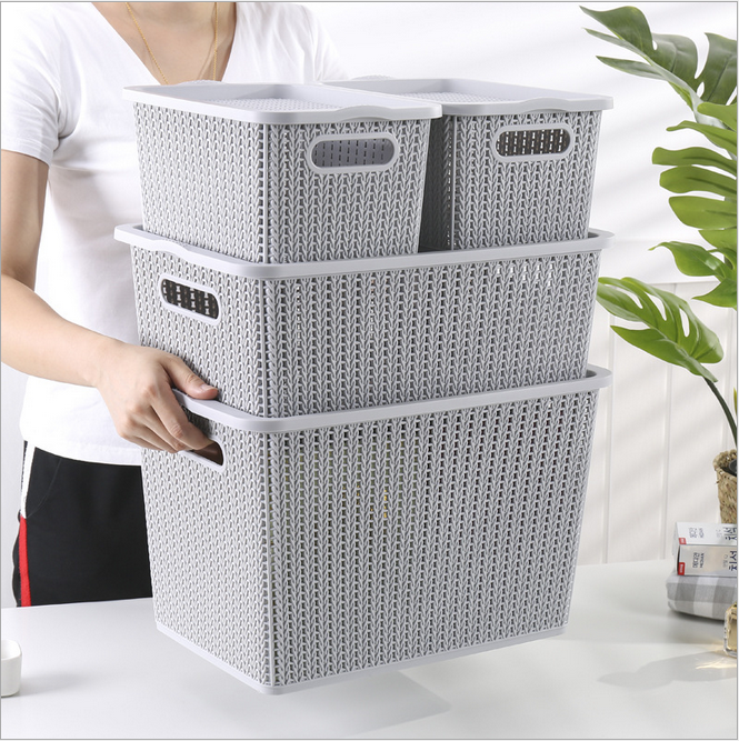 Durable Storage Organization Woven Plastic Wicker Basket